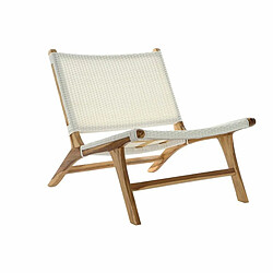 Chaise de jardin DKD Home Decor MB-177833 Blanc Naturel PVC Teck 65 x 80 x 68 cm