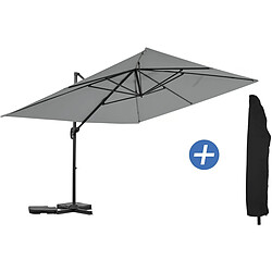 Habitat Et Jardin Parasol jardin déporté en aluminium Sky 4 - 3 x 4 m - Gris - Avec Housse