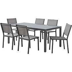 Ensemble repas de jardin BOHOL composé d'une table rectangulaire en aluminium avec...
