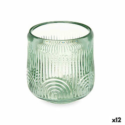Gift Decor Bougeoir rayures vert verre (12 unités)