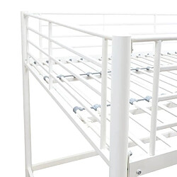 Lit mezzanine en métal - ELIOT - Blanc - 140 x 200 cm - Sommier à lattes inclus pas cher