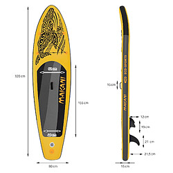 Ecd Germany Stand up paddle board gonflable Makani planche sac pompe pagaie jaune 320 cm pas cher