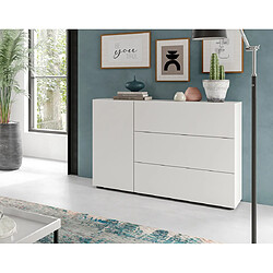 Lisa Design Ned - buffet bas - 3 tiroirs et 1 portes - blanc - 105 cm