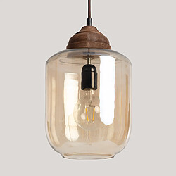 ILUZZIA Ledkia Suspension Bois et Verre Amber Dallas Ambre