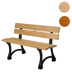 Mendler Banc de jardin HWC-O20, Banc de parc Banc en bois 2 places, fonte bois pin, 125cm ~ marron clair