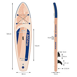 Ecd Germany Stand up paddle board gonflable Makani planche sac pompe pagaie abricot 320 cm pas cher
