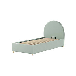 VIPACK Lit Coffre Bouclé Vert Moon 90x200 cm