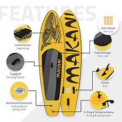 Avis Ecd Germany Stand up paddle board gonflable Makani planche sac pompe pagaie jaune 320 cm