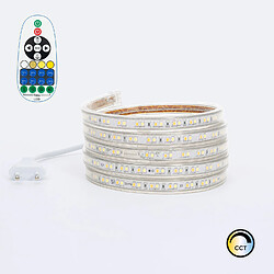 Ledkia Ruban LED CCT 220V 120 LED/m 10W/m 900lm/m Largeur 14mm Coupe 100cm IP65 Sur mesure 10 m