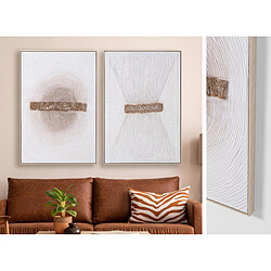 Lot de 2 Tableaux à l'huile Pegane - Blanc et Naturel