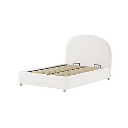 VIPACK Lit Coffre Bouclé Blanc Moon 140x200