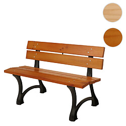 Mendler Banc de jardin HWC-O20, Banc de parc Banc en bois 2 places, fonte bois pin, 125cm ~ teck