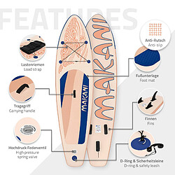 Avis Ecd Germany Stand up paddle board gonflable Makani planche sac pompe pagaie abricot 320 cm