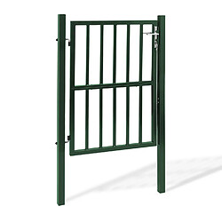 Idmarket Portillon de jardin barreaudé 105 x 125 cm en acier vert avec serrure et poignée