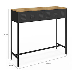 Idmarket Console ESTER métal noir/bois pas cher