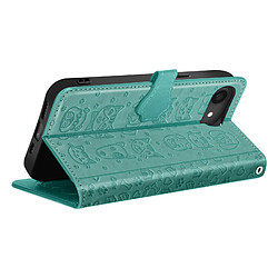Avis Avizar Housse pour iPhone 16e Design Chat et Chien Clapet Portefeuille Vert