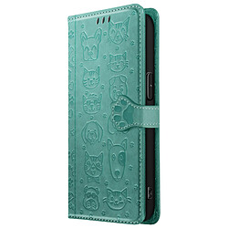 Avizar Housse pour iPhone 16e Design Chat et Chien Clapet Portefeuille Vert 