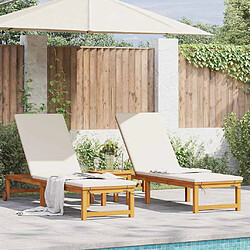 vidaXL Transat 2 pcs Marron 202 x 53 x 89 cm Bois d'Acacia Massif