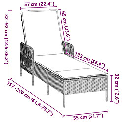 vidaXL Transat avec coussin 3 pcs Gris et Gris foncé polyrotin pas cher
