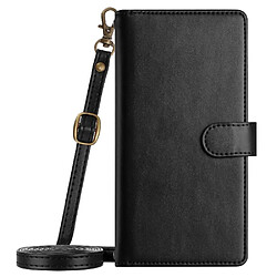 Sangle Longue Étui Pour Xiaomi POCO X5 Pro 5G Flip Folio Antichoc Protecive 8 Fentes Pour Cartes Portefeuille Portefeuille Fermeture Éclair FOXDOCK Noir 