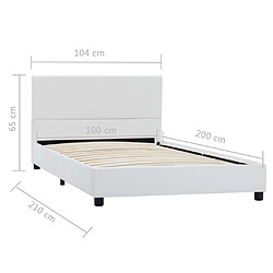 vidaXL Cadre de lit Blanc Similicuir 100 x 200 cm pas cher