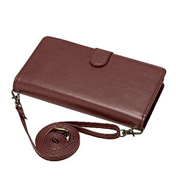 Avis Étui Pour Longue Sangle Xiaomi POCO F6 5G 8 Fentes Pour Cartes Protecive Portefeuille Portefeuille Fermeture Éclair Flip Folio Antichoc FOXDOCK Marron