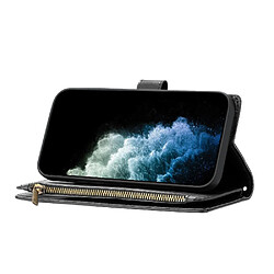 Acheter Sangle Longue Étui Pour Xiaomi POCO X5 Pro 5G Flip Folio Antichoc Protecive 8 Fentes Pour Cartes Portefeuille Portefeuille Fermeture Éclair FOXDOCK Noir