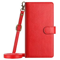 Étui Pour Longue Sangle Xiaomi Redmi Turbo 3 Antichoc 8 Fentes Pour Cartes Portefeuille Portefeuille Fermeture Éclair Flip Folio Protecive FOXDOCK Rouge 