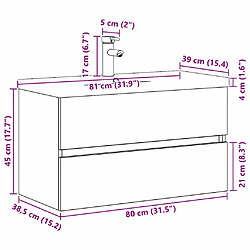 vidaXL Meuble de Lavabo de Salle de Bain Chêne noir 80 x 39 x 62 cm pas cher
