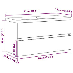 vidaXL Meuble de Lavabo de Salle de Bain Chêne noir 90 x 39 x 62 cm pas cher