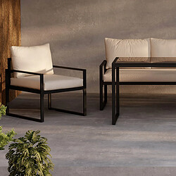 Venture Home Ensemble canapé fauteuils et table de jardin Catania noir et beige. pas cher
