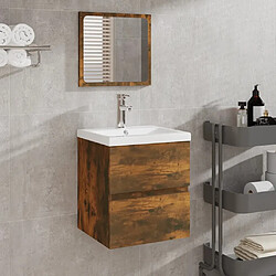 vidaXL Armoire lavabo de salle de bain et bassin et miroir Chêne fumé