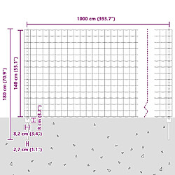 vidaXL Clôture avec poteau Gris 1,4 x 10 m Acier et PVC pas cher