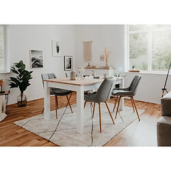 Cstore Table a manger extensible BERGEN - Décor chene artisan et blanc - Rallonge 55 cm - Jusqu'a 12 personnes - L 160-215 x P 90 x H 75 cm