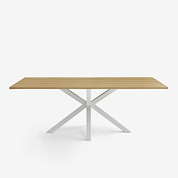 Ahd Amazing Home Design Table à manger en bois 200x100cm avec pieds croisés blanc Moyo