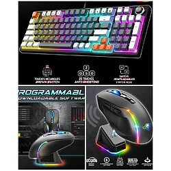 Spirit of Gamer PACK Clavier + Souris sans fil PRO GAMING Mécanique METAL LED RGB XPERT-K350 Anti-Gosthing avancé avec N-Key Rollover 11 modes de ré