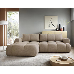 Bestmobilier Yulin - Canapé d'angle gauche 4 places convertible avec coffre en tissu bouclette