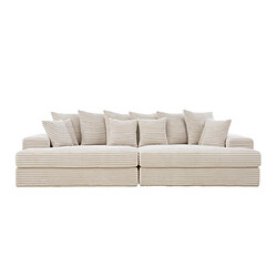 Concept Usine Canapé 4 places assise profonde en velours côtelé beige CARDIFF