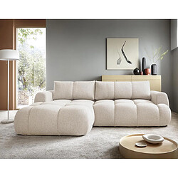Bestmobilier Yulin - Canapé d'angle gauche 4 places convertible avec coffre en tissu bouclette