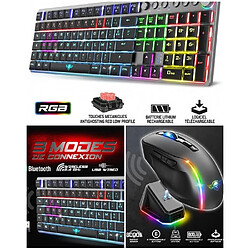 Spirit of Gamer PACK Clavier Mécanique sans fil Bluetooth RGB USB RF 2,4GHz + Souris sans fil - ELITE M50 - 8000 DPI - 6 boutons programmables -