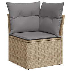 ZMH Canapé d'angle de jardin avec coussins beige résine tressée