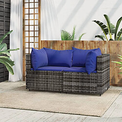 Zmh Canapé d'angle de jardin - Gris