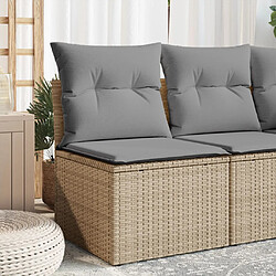ZMH Canapé d'angle de jardin avec coussins beige résine tressée