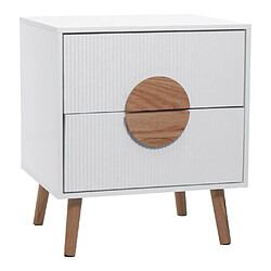 Mendler Table de chevet 2 tiroirs - Blanc pas cher