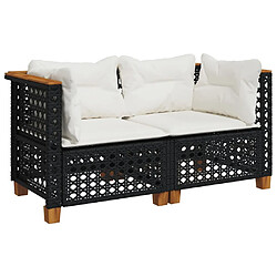Zmh Canapé d'angle de jardin 2 pcs - Noir