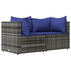 Zmh Canapé d'angle de jardin - Gris