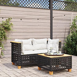 Zmh Canapé d'angle de jardin 2 pcs - Noir