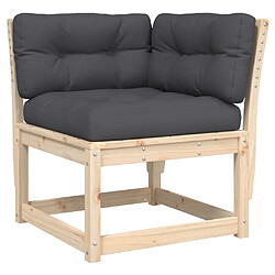 Zmh Canapé d'angle de jardin en pin - Anthracite