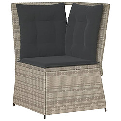 Zmh Canapé d'angle de jardin - Gris clair