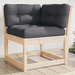 Zmh Canapé d'angle de jardin en pin - Anthracite